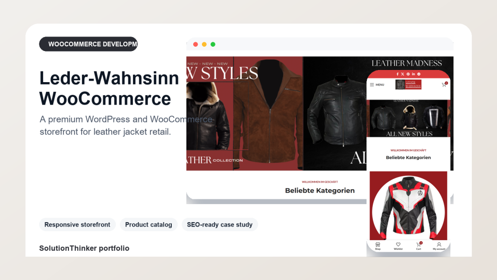 Professional Leder-Wahnsinn WooCommerce case study cover by SolutionThinker